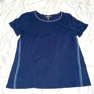 Tommy Bahama Embroidered Short Sleeve Top / Size Medium Blue